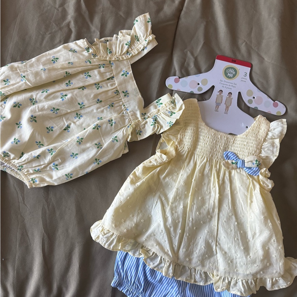 Little Me NWT Yellow and Blue 3-Piece Dress Set